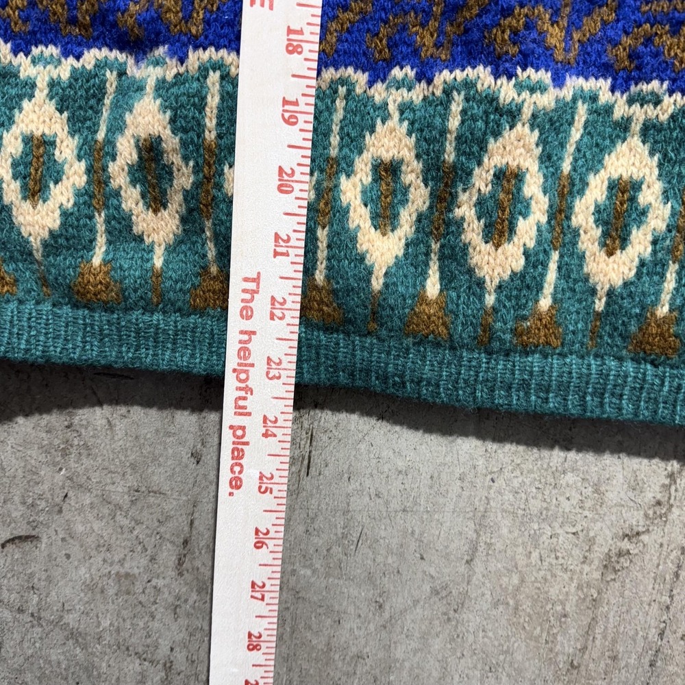 Benetton Sweater Mens Large Multicolor Fair Isle Wool Knit Collared Pullover - Picture 5 of 5